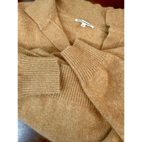 Reformation 100% Cashmere Polo Sweater - Camel - Picture 10 of 12